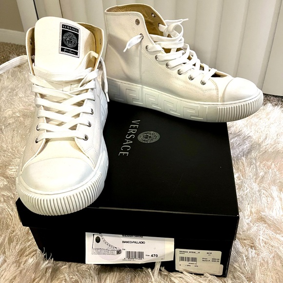 Versace high top white sneakers. Size 14. Barely used - Picture 1 of 2